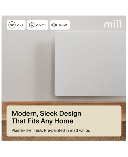 Mill Color Panel Heater | COLOR250 | Panel Heater | 250 W | Suitable for rooms up to 2-5 m² | Matte White | IPX4