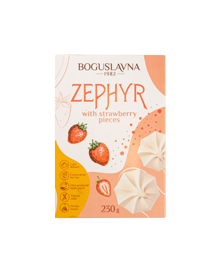 Zefyrai BOGUSLAVNA, su braškių gabaliukais, 230g