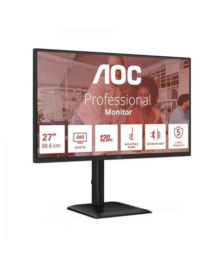 AOC | Q27E4CV | 27 " | IPS | QHD | 16:9 | 120 Hz | 4 ms | 2560 x 1440 pixels | 350 cd/m² | HDMI ports quantity 1 | Black
