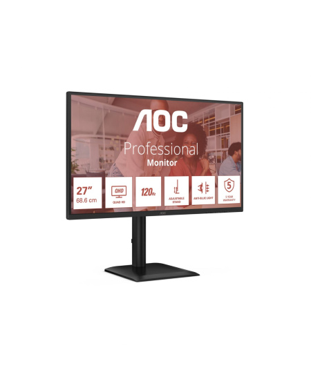 AOC | Q27E4CV | 27 " | IPS | QHD | 16:9 | 120 Hz | 4 ms | 2560 x 1440 pixels | 350 cd/m² | HDMI ports quantity 1 | Black