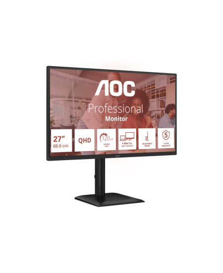 AOC | Q27E4CV | 27 " | IPS | QHD | 16:9 | 120 Hz | 4 ms | 2560 x 1440 pixels | 350 cd/m² | HDMI ports quantity 1 | Black
