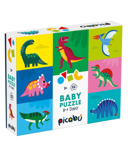 Dvipusė dėlionė mažyliams PICABU Dinozaurai, 8+1 det. (2+)