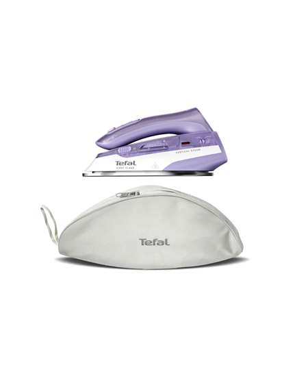 TEFAL First Class DB1612E0 | Steam Travel Iron | 1000 W | Continuous steam 10 g/min | Steam boost performance 45 g/min | White/P