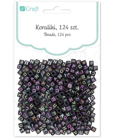 Karoliukai juodi RAIDĖS 124vnt