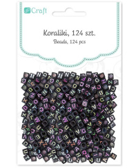 Karoliukai juodi RAIDĖS 124vnt