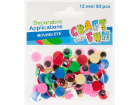 Judančios akys CRAFT WITH FUN, spalvotos, 12 mm, 80 vnt.