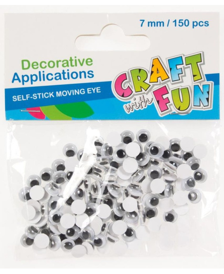 Lipnios judančios akys CRAFT WITH FUN, 7 mm, 150 vnt.