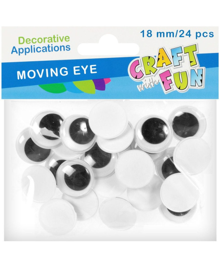 Lipnios judančios akys CRAFT WITH FUN, 18 mm, 24 vnt.