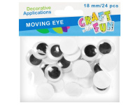 Lipnios judančios akys CRAFT WITH FUN, 18 mm, 24 vnt.