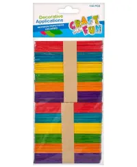 Mediniai pagaliukai CRAFT WITH FUN, spalvoti, 80 vnt.