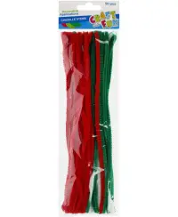 Dekoratyvinės vielutės CRAFT WITH FUN, baltos, žalios ir raudonos, 30 cm, 50 vnt.