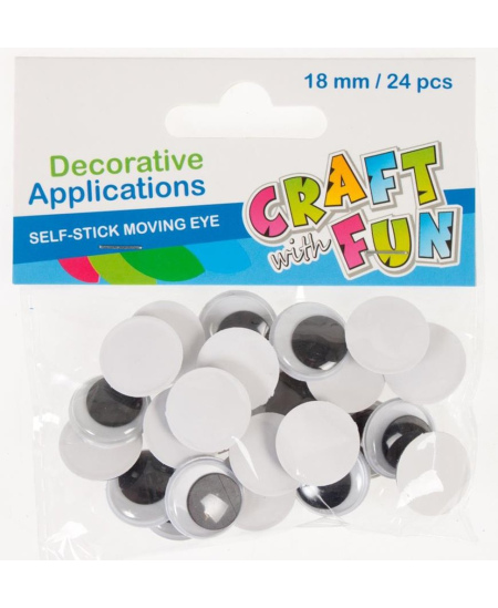 Judančios lipnios akys CRAFT WITH FUN, 18 mm, 24 vnt.