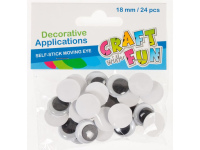 Judančios lipnios akys CRAFT WITH FUN, 18 mm, 24 vnt.