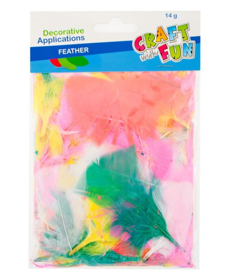 Dekoratyvinės plunksnos CRAFT WITH FUN, įvairių spalvų, 14 g