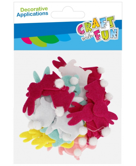 Lipdukai iš veltinio CRAFT WITH FUN Zuikiai, 24 vnt.
