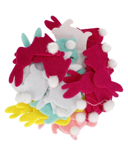 Lipdukai iš veltinio CRAFT WITH FUN Zuikiai, 24 vnt.