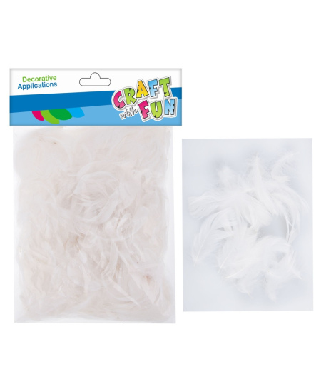 Dekoratyvinės plunksnos CRAFT WITH FUN, baltos, 20–30 cm, 16 g