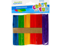 Mediniai pagaliukai CRAFT WITH FUN, spalvoti, 60 vnt.