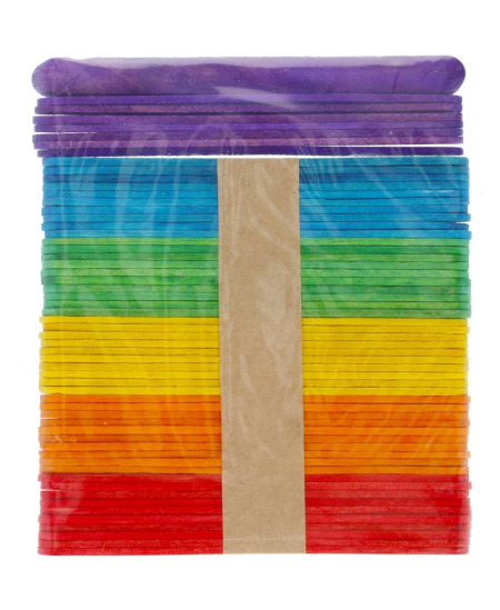 Mediniai pagaliukai CRAFT WITH FUN, spalvoti, 60 vnt.