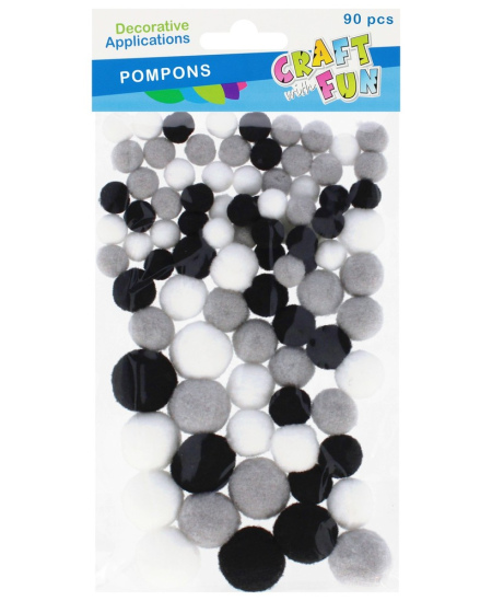 Dekoratyviniai burbuliukai CRAFT WITH FUN, pilkų atspalvių, 90 vnt.
