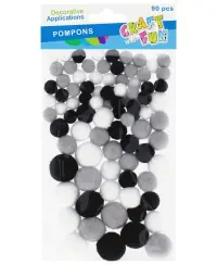 Dekoratyviniai burbuliukai CRAFT WITH FUN, pilkų atspalvių, 90 vnt.