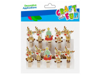 Kalėdiniai mediniai spaustukai CRAFT WITH FUN Elnias, 10 vnt.