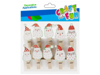 Kalėdiniai mediniai spaustukai CRAFT WITH FUN Kalėdų Senelis, 10 vnt.