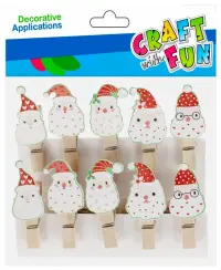 Kalėdiniai mediniai spaustukai CRAFT WITH FUN Kalėdų Senelis, 10 vnt.