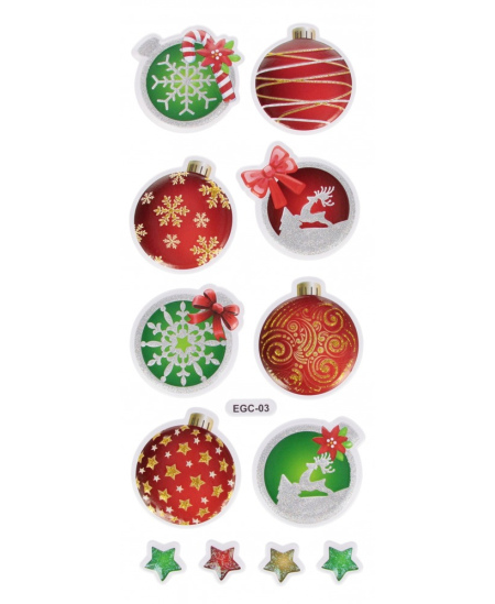 Kalėdiniai išpūsti lipdukai CRAFT WITH FUN Žaisliukai, 12 vnt.