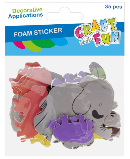 Lipdukai iš putų CRAFT WITH FUN Gyvūnai, 35 vnt.