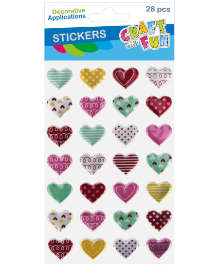 Išpūsti lipdukai CRAFT WITH FUN Širdelės, 28 vnt.