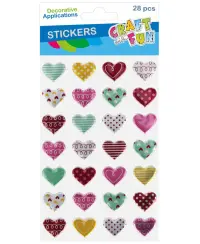 Išpūsti lipdukai CRAFT WITH FUN Širdelės, 28 vnt.
