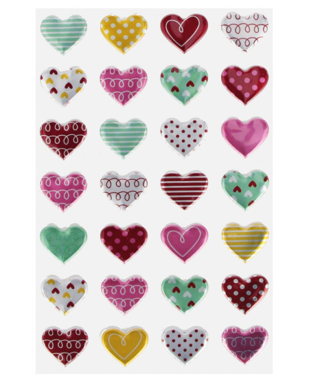 Išpūsti lipdukai CRAFT WITH FUN Širdelės, 28 vnt.