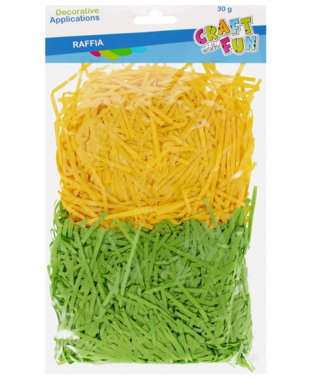 Rafija CRAFT WITH FUN, geltona ir žalia, 30 g