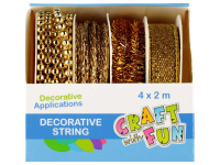 Dekoratyvinės virvutės CRAFT WITH FUN, auksinės, 4 vnt. po 3 m