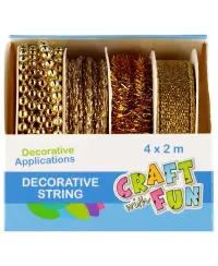 Dekoratyvinės virvutės CRAFT WITH FUN, auksinės, 4 vnt. po 3 m