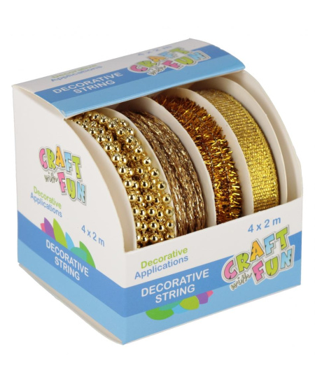 Dekoratyvinės virvutės CRAFT WITH FUN, auksinės, 4 vnt. po 3 m