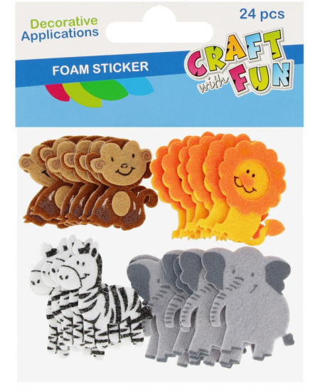 Lipdukai iš putų CRAFT WITH FUN Gyvūnai, 24 vnt.