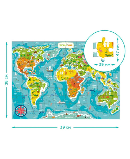 Dėlionė DODO Pasaulio žemėlapis (5+)