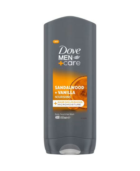 DOVE MEN SANDALWOOD&VANILLA dušo gelis, 400ml