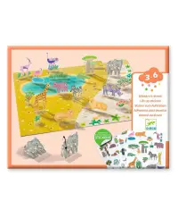 Daugkartiniai pakeliami 3D lipdukai DJECO Gyvūnai (3+)