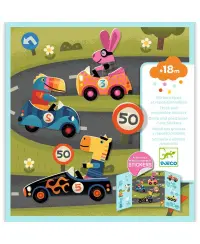 Daugkartiniai stori lipdukai su pagrindu DJECO Automobiliai (18 mėn.+)