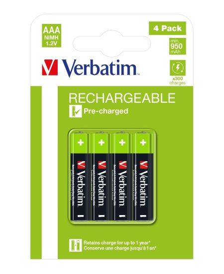 Verbatim 49514 Įkraunamos baterijos NiMH AAA HR03 950mAh (4 vnt pakuotėje)