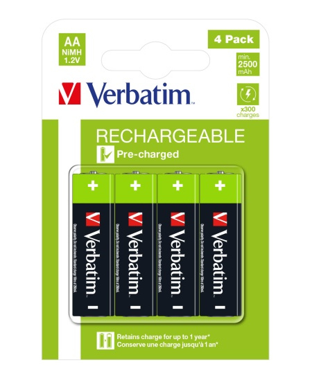 Verbatim 49517 Įkraunamos baterijos NiMH AA HR6 2500mAh (4 vnt pakuotėje)