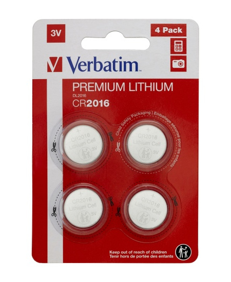 Verbatim 49531 Lithium baterijos CR2016 3V (4 vnt pakuotėje)