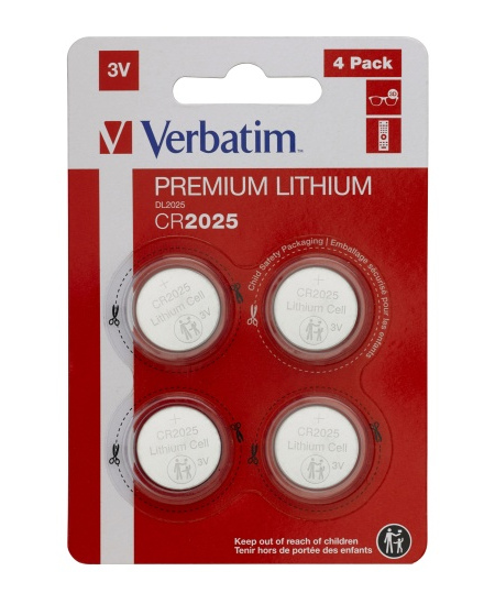 Verbatim 49532 Lithium baterijos CR2025 3V (4 vnt pakuotėje)
