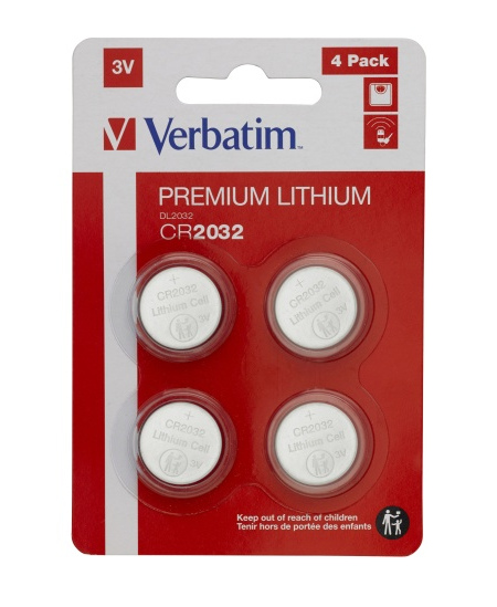 Verbatim 49533 Lithium baterijos CR2032 3V (4 vnt pakuotėje)