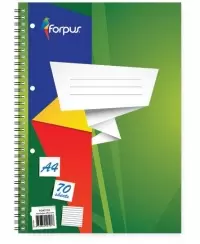 Sąsiuvinis, A4, 70 lapų, liijomis, su perforacija, su spirale