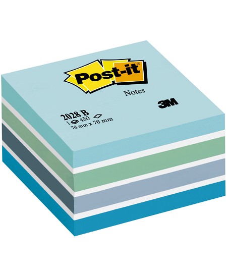 Lipnių lapelių kubas Post-it® Blue Pastel, 76x76 mm, 450 lapelių