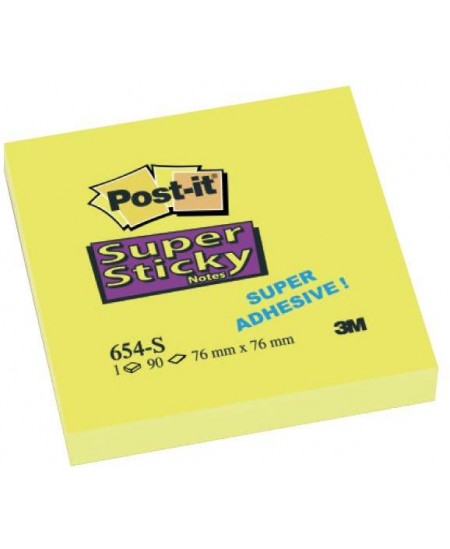 Itin lipnūs lapeliai POST-IT Super sticky, 76x76 mm, 90 lapelių, geltoni